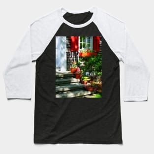 Bristol RI - Flower Pots and Red Shutters Baseball T-Shirt